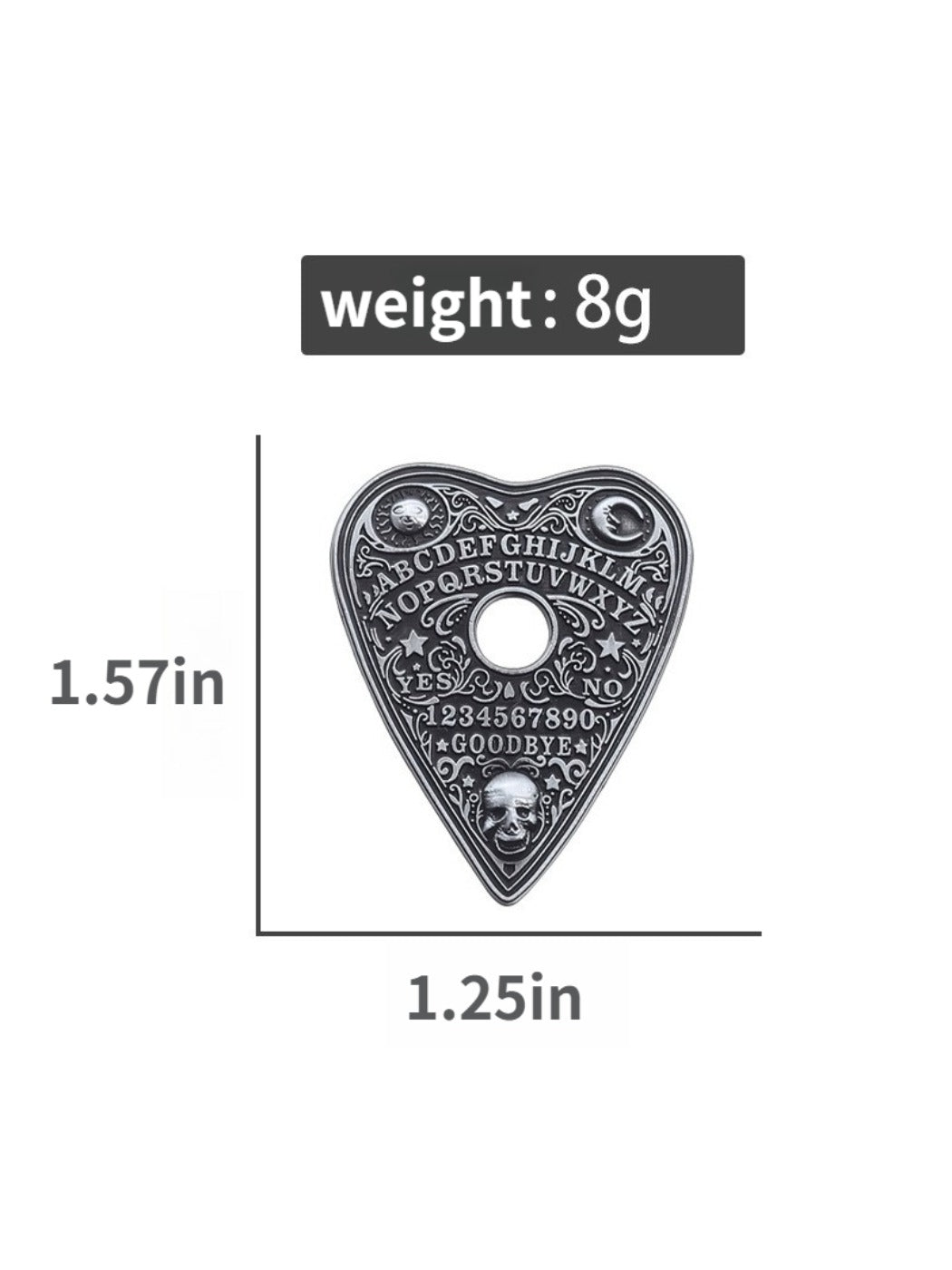 Pinori black metal heart pin badge shown with other punk style accessories