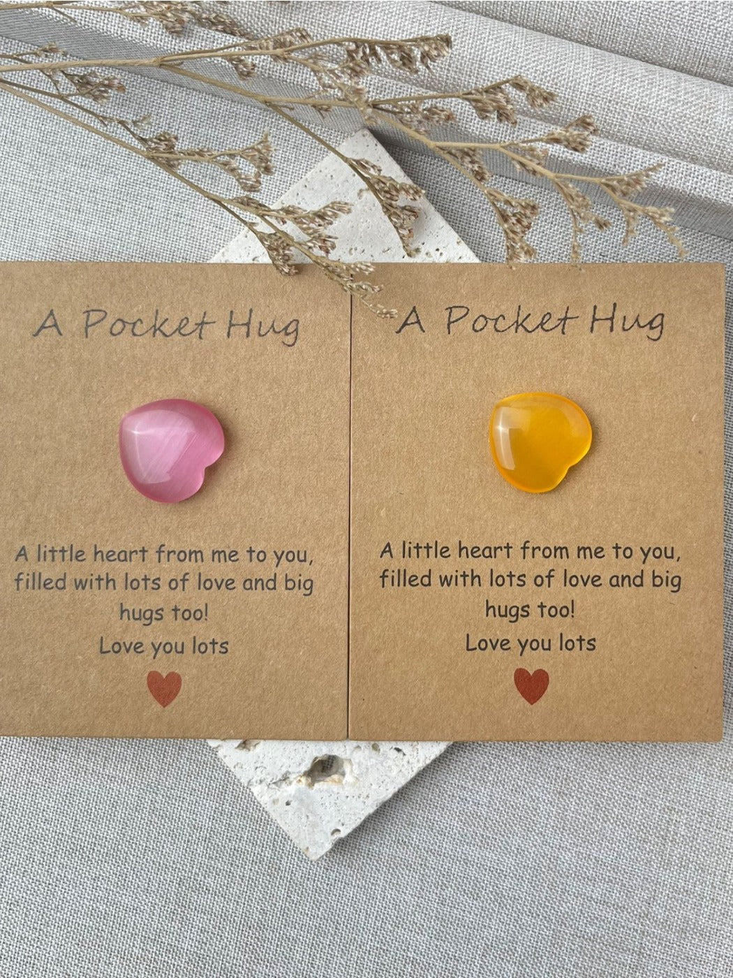 Taphug - Pocket Hug Glass Heart Gift pocket hug card and keepsake token view 3