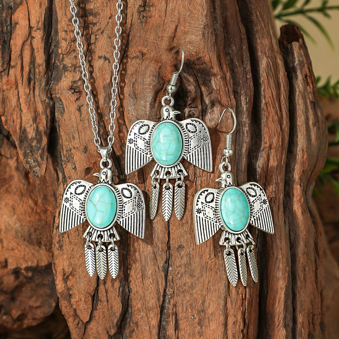 Bohemian Turquoise Necklace and Earring Set