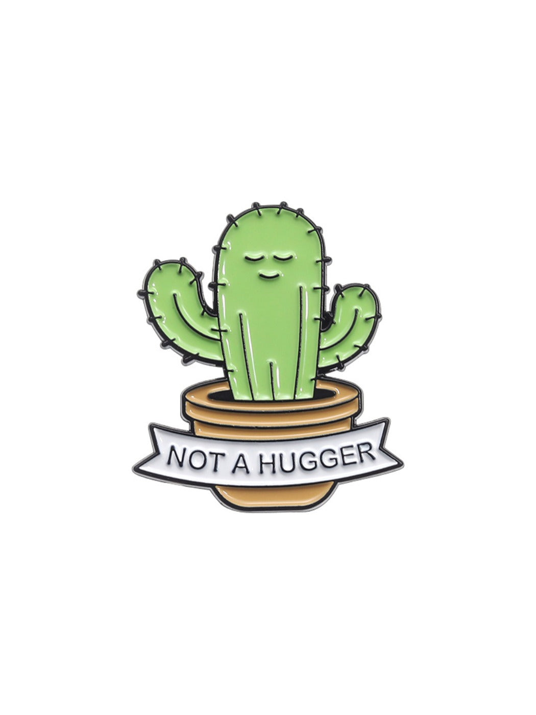Frog puffer cactus pin displayed with other enamel pins for comparison