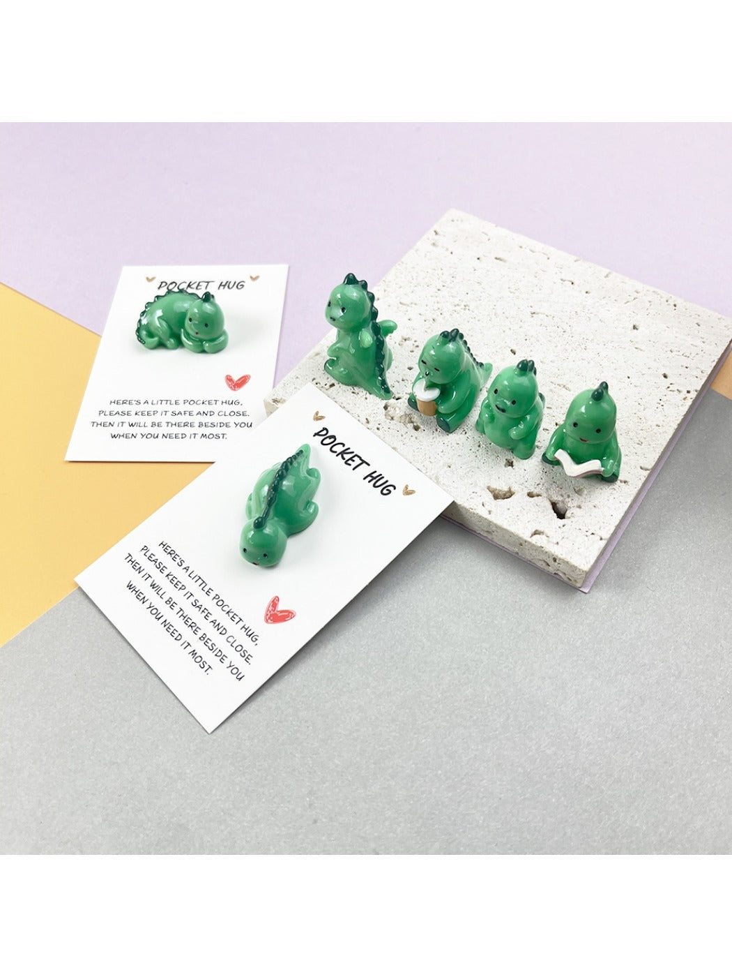 Taphug - Pocket Hug Green Dinosaur pocket hug card and keepsake token
