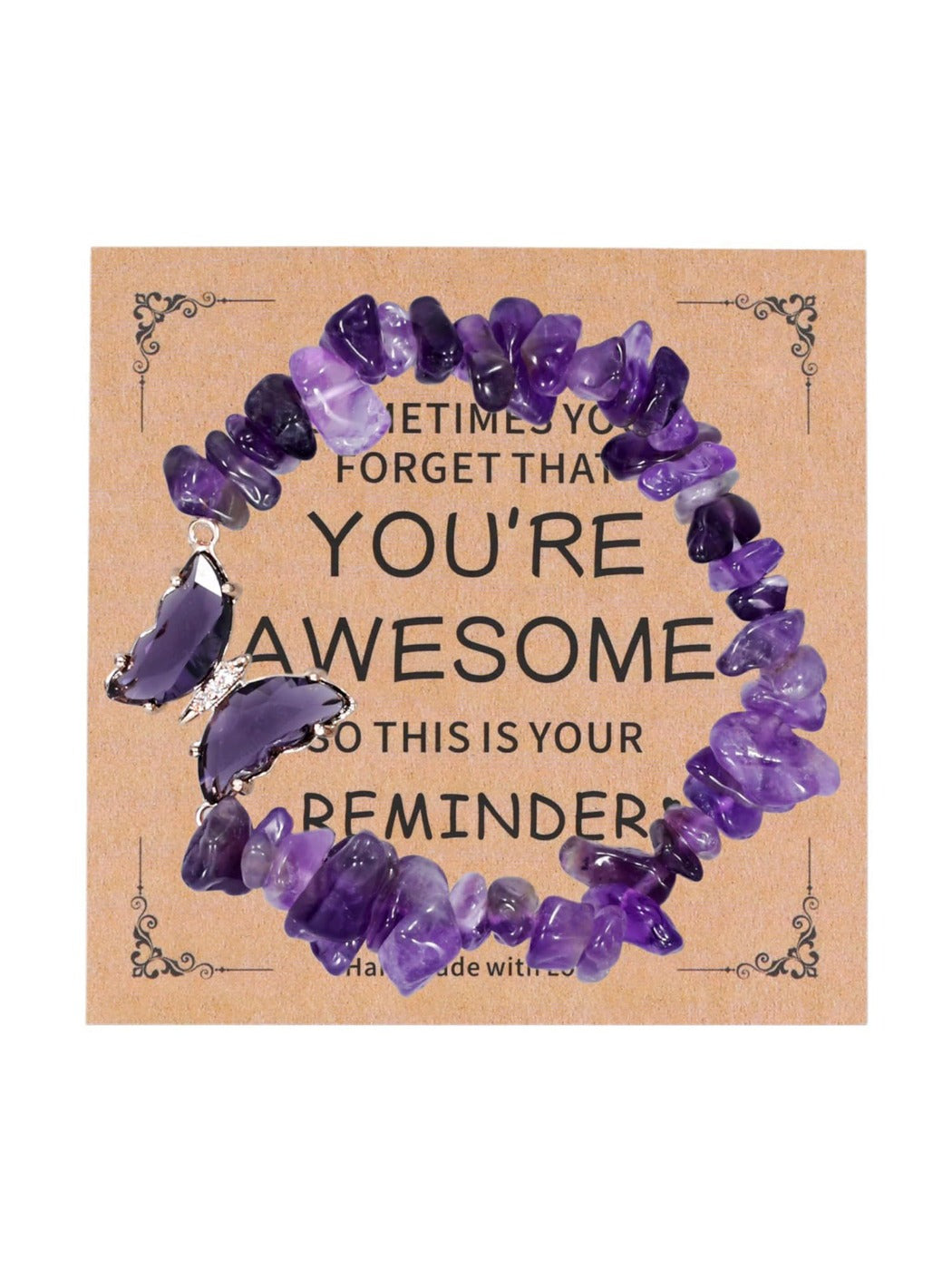 Emora - Fashion Purple Crushed Stone Butterfly Bracelet