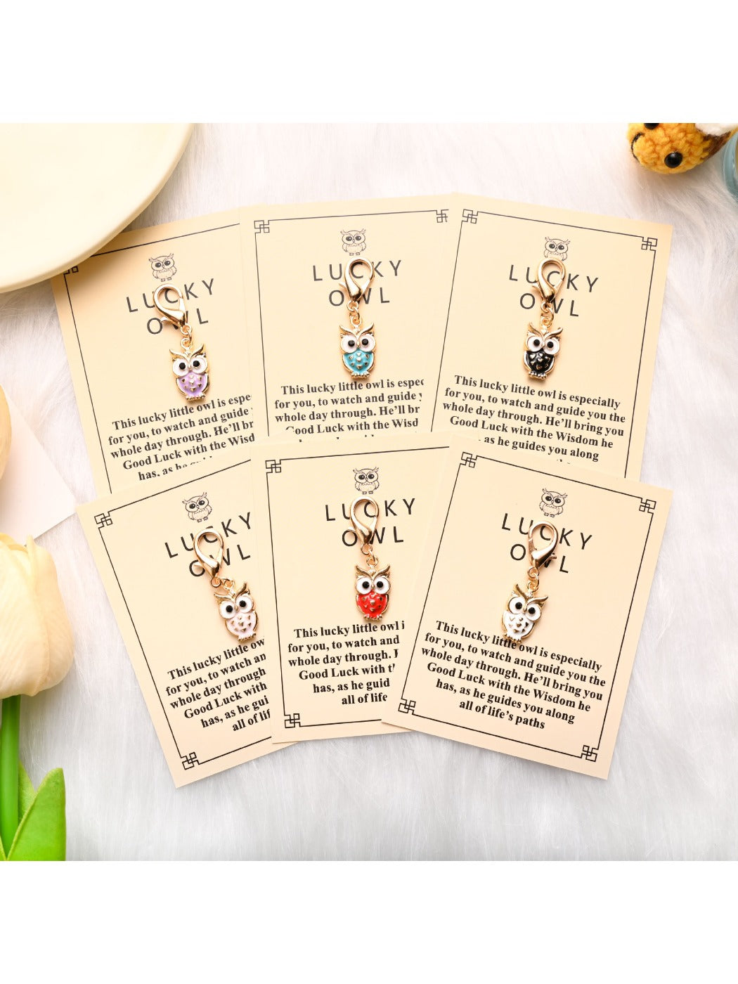 Taphug - Colorful Owl Keychain with Encouragement Card
