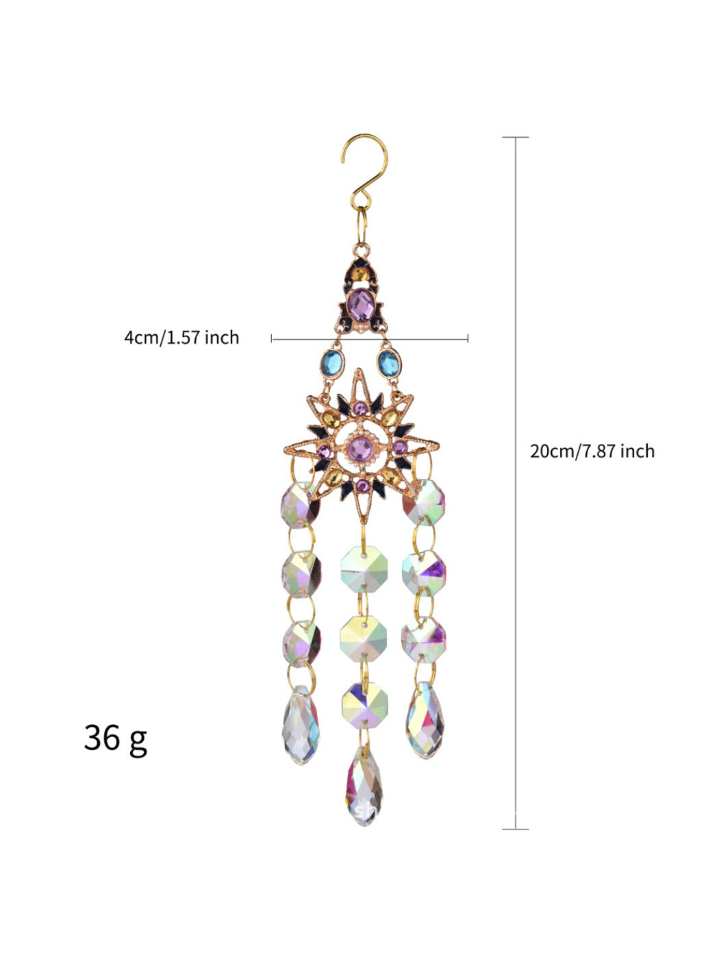 Close-up of beads and feathers on Somnira Iridescent Sun Dream Catcher