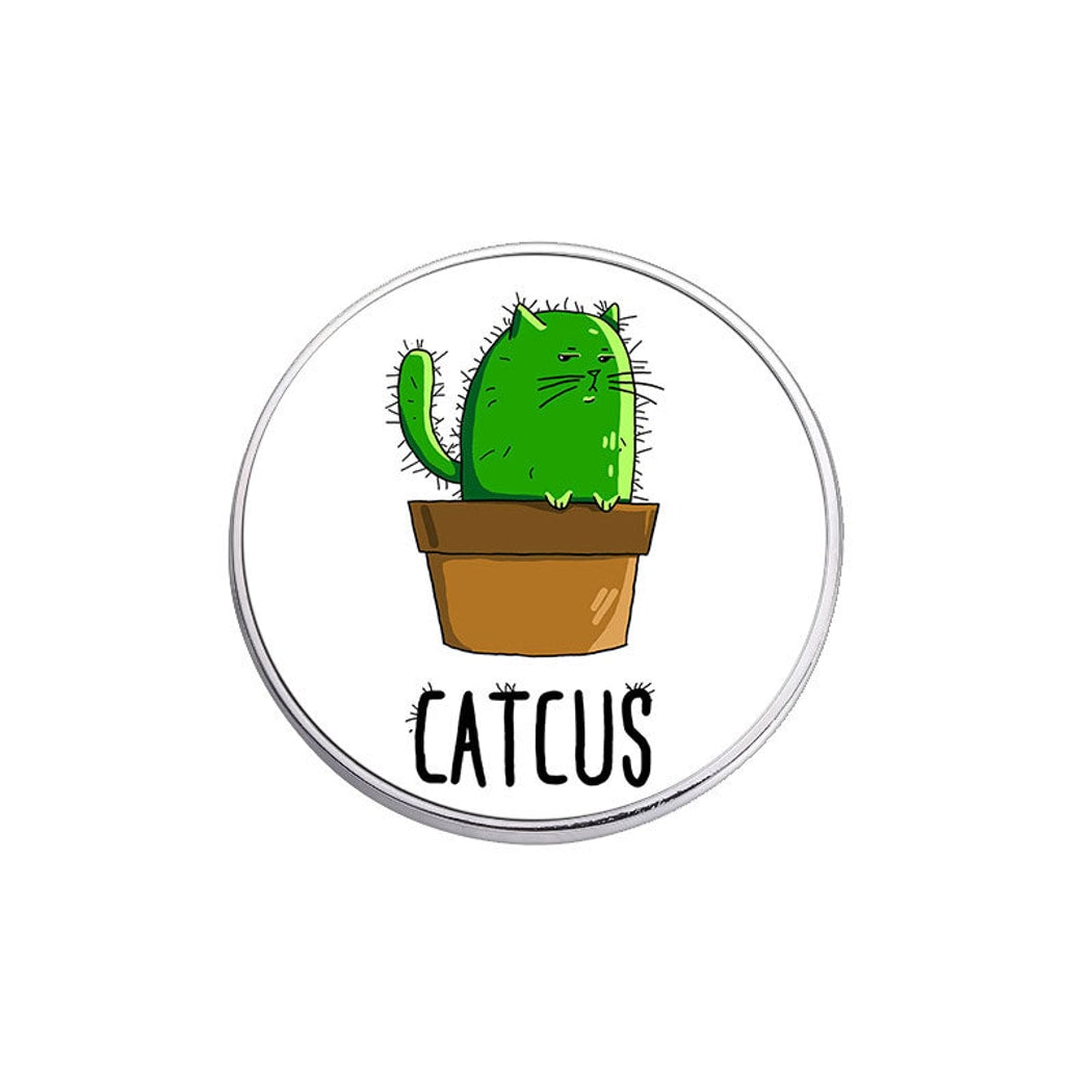Pinori - Cactus Cat Graphic Round Decorative Pin