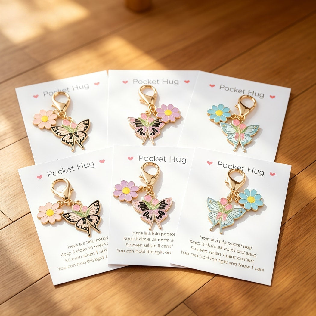 Taphug - Pocket Hug Enamel Butterfly Flower Token