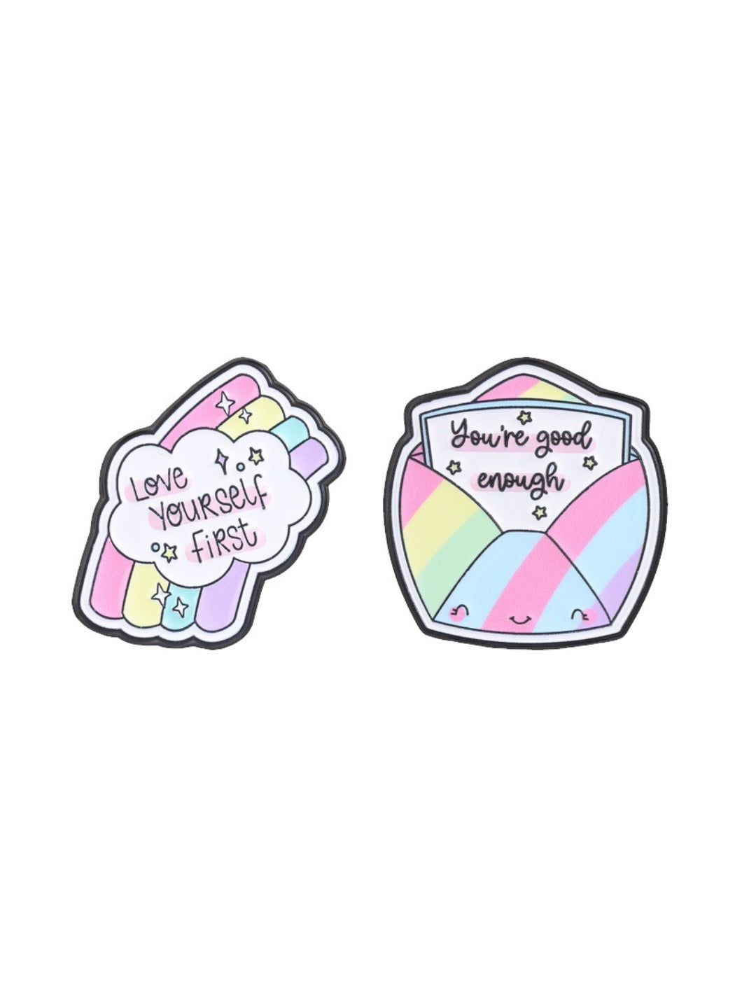 Pinori - Cute Cartoon Rainbow Envelope & Cloud Pin Brooch Badge