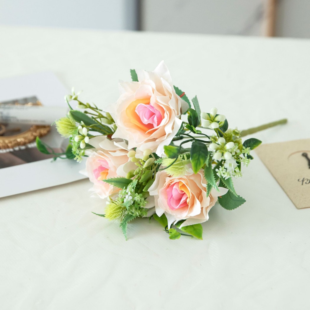 Roselle - Rolled Edge Rose Artificial Flowers Bouquet