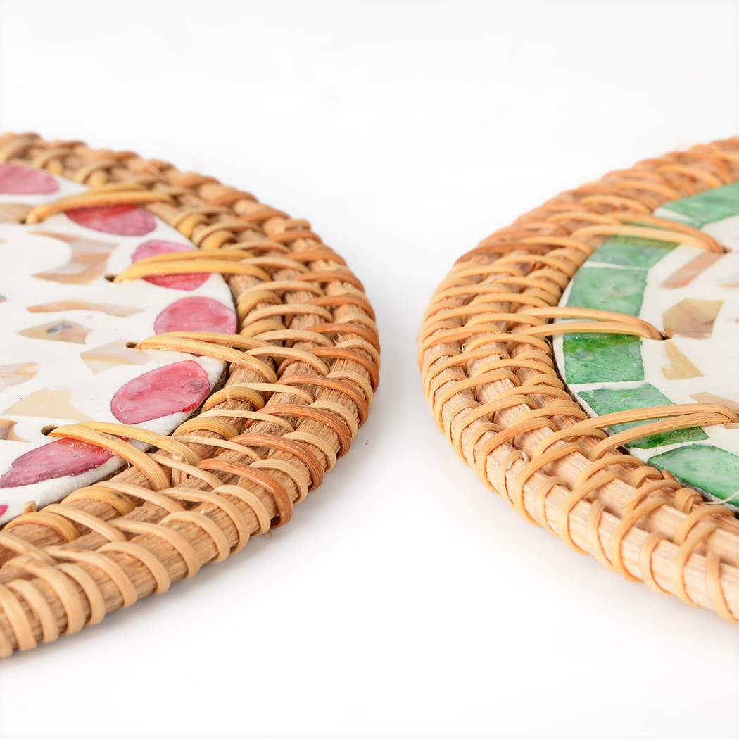 Thimara - Mosaic Style Floral Pattern Round Coaster