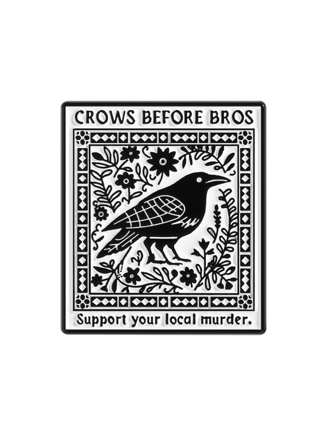 Pinori - Rectangular Crow Brooch