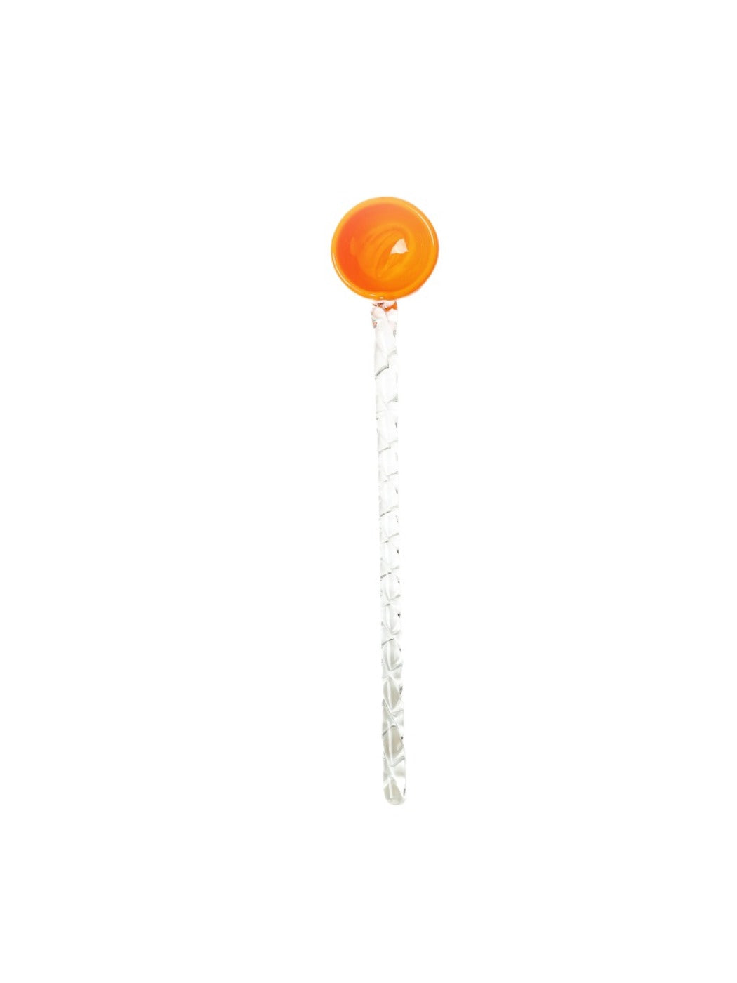 Thimara cute colorful transparent glass spoon angled to show its translucent quality