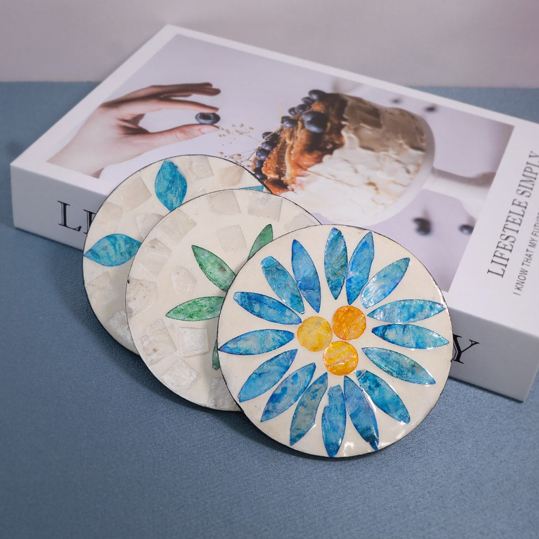 Thimara - Round Floral Pattern Decorative Coaster
