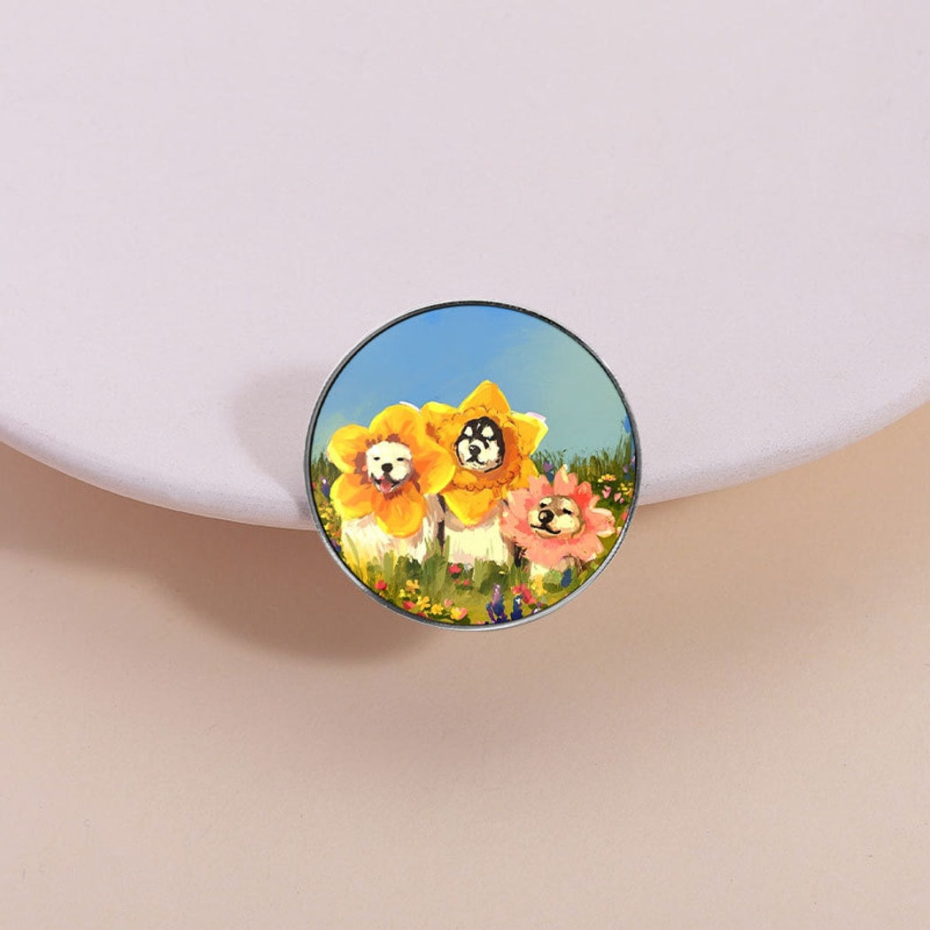Pinori - Playful Floral Dog Portrait Fashion Brooch