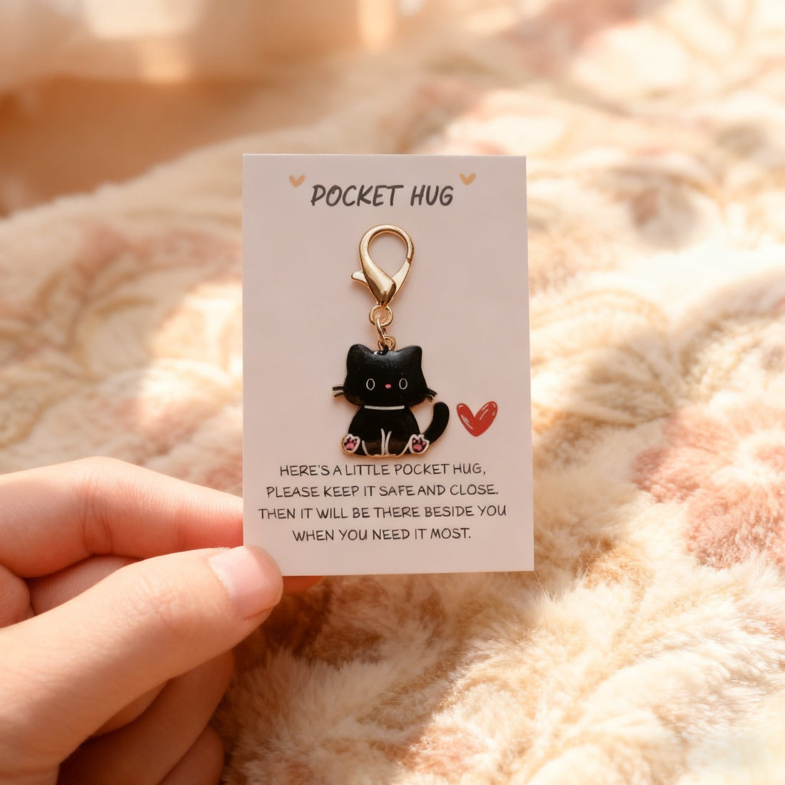Taphug Kitten Charm Pocket Hug in pastel colors with soft plush material