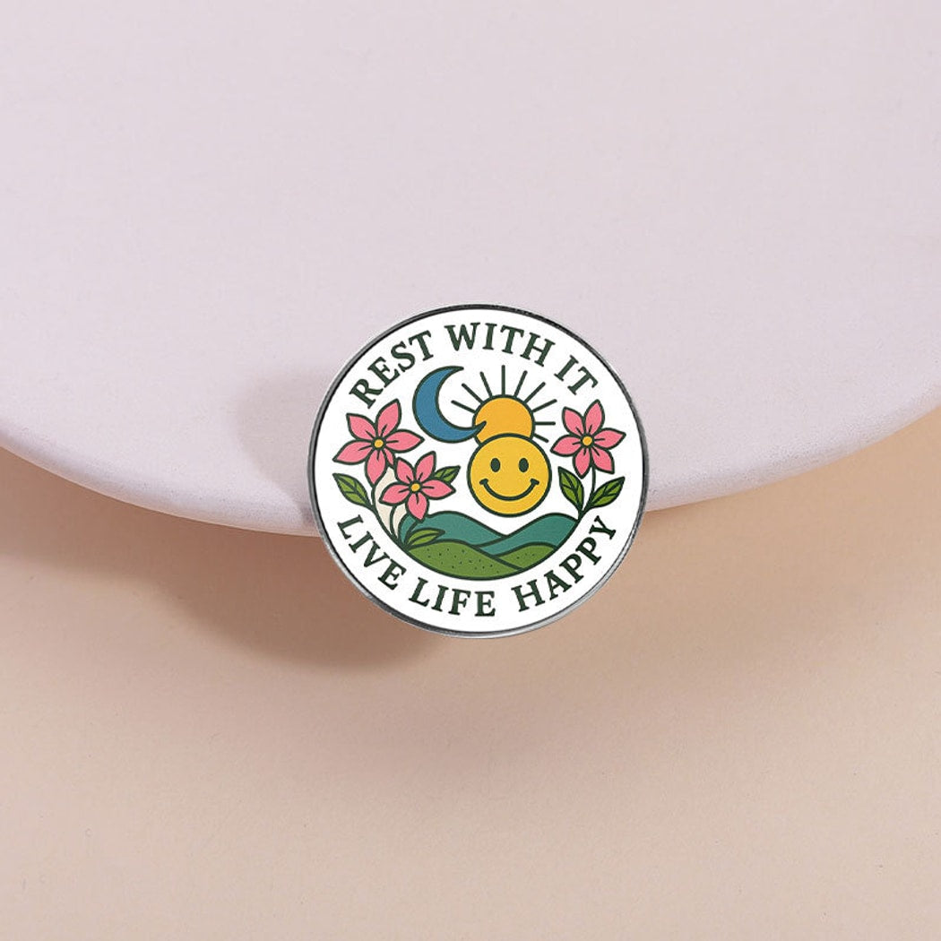 Pinori - Playful Sun Smile Round Pin