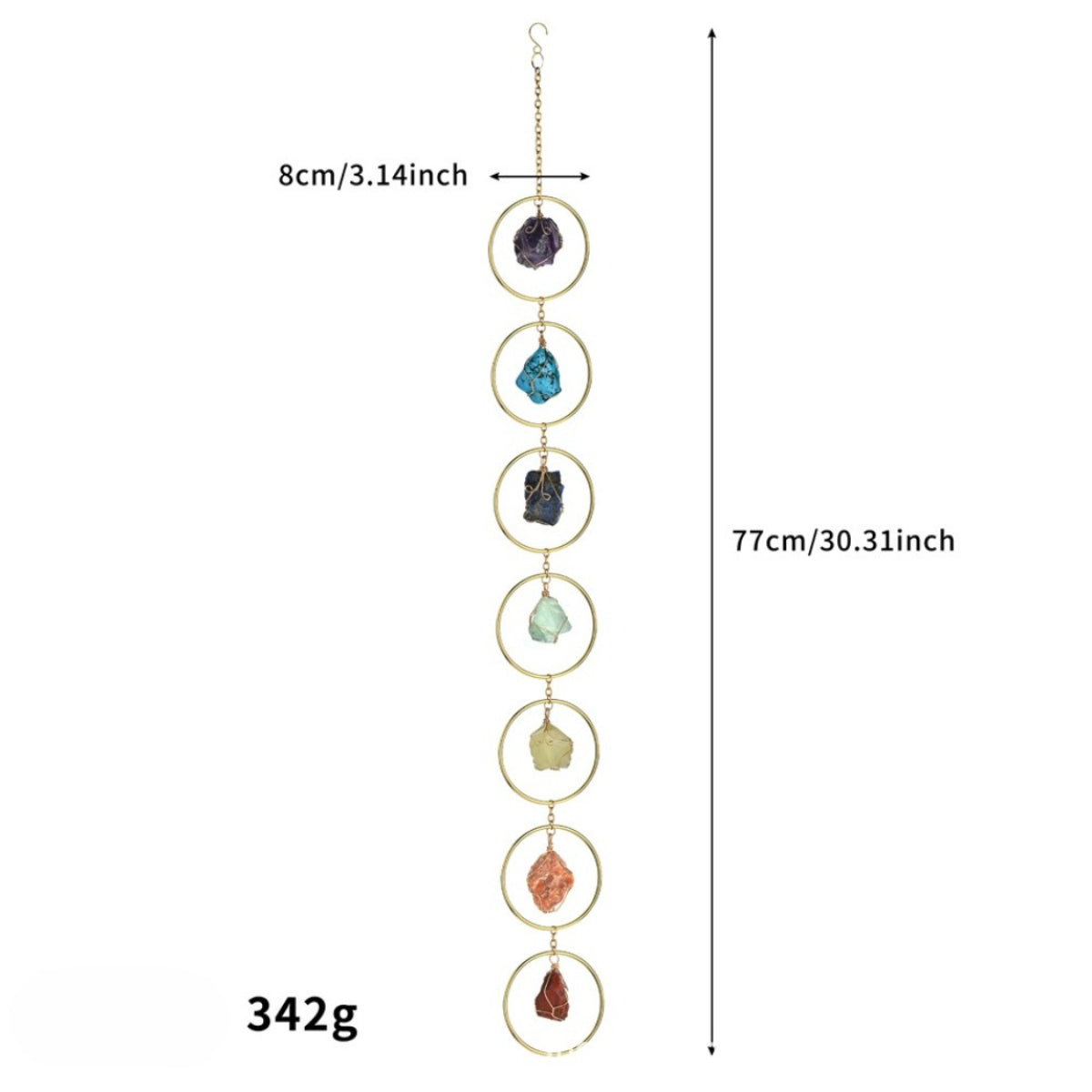 Somnira colorful stone ring suncatcher with bright drops arranged in a vertical strand