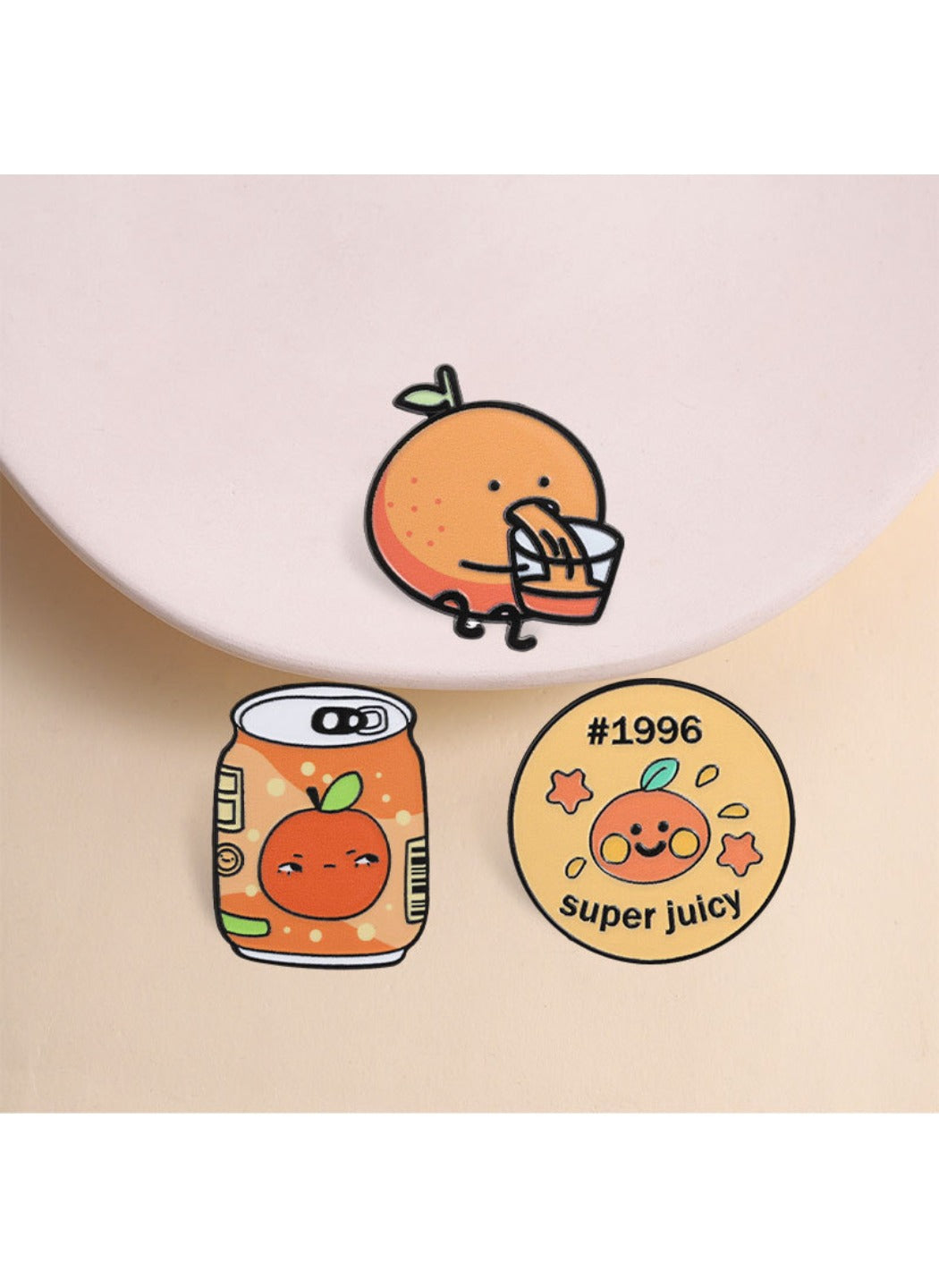 Pinori - Cute Cartoon Orange Juice Can Brooch Badge Pin