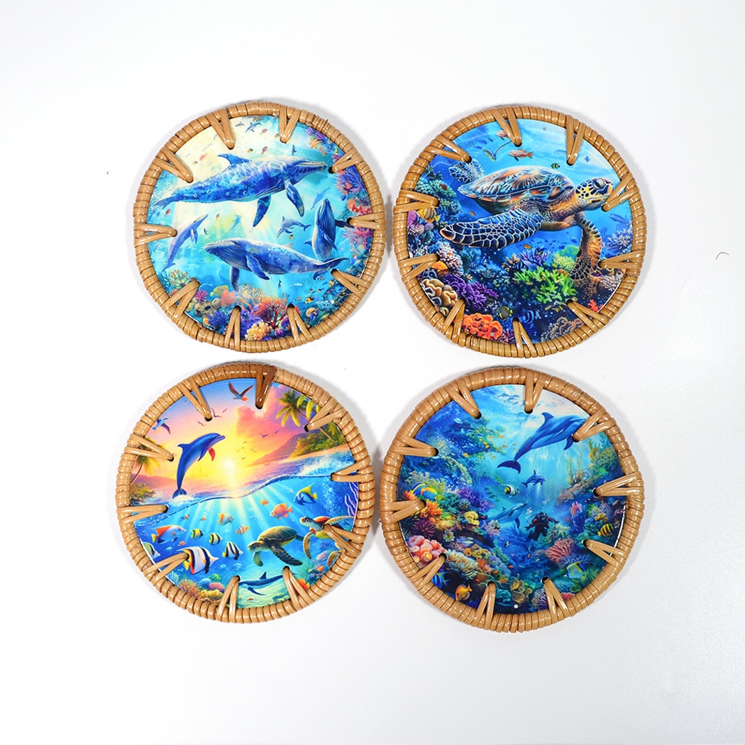 Thimara - Ocean Theme Painted Round Coaster