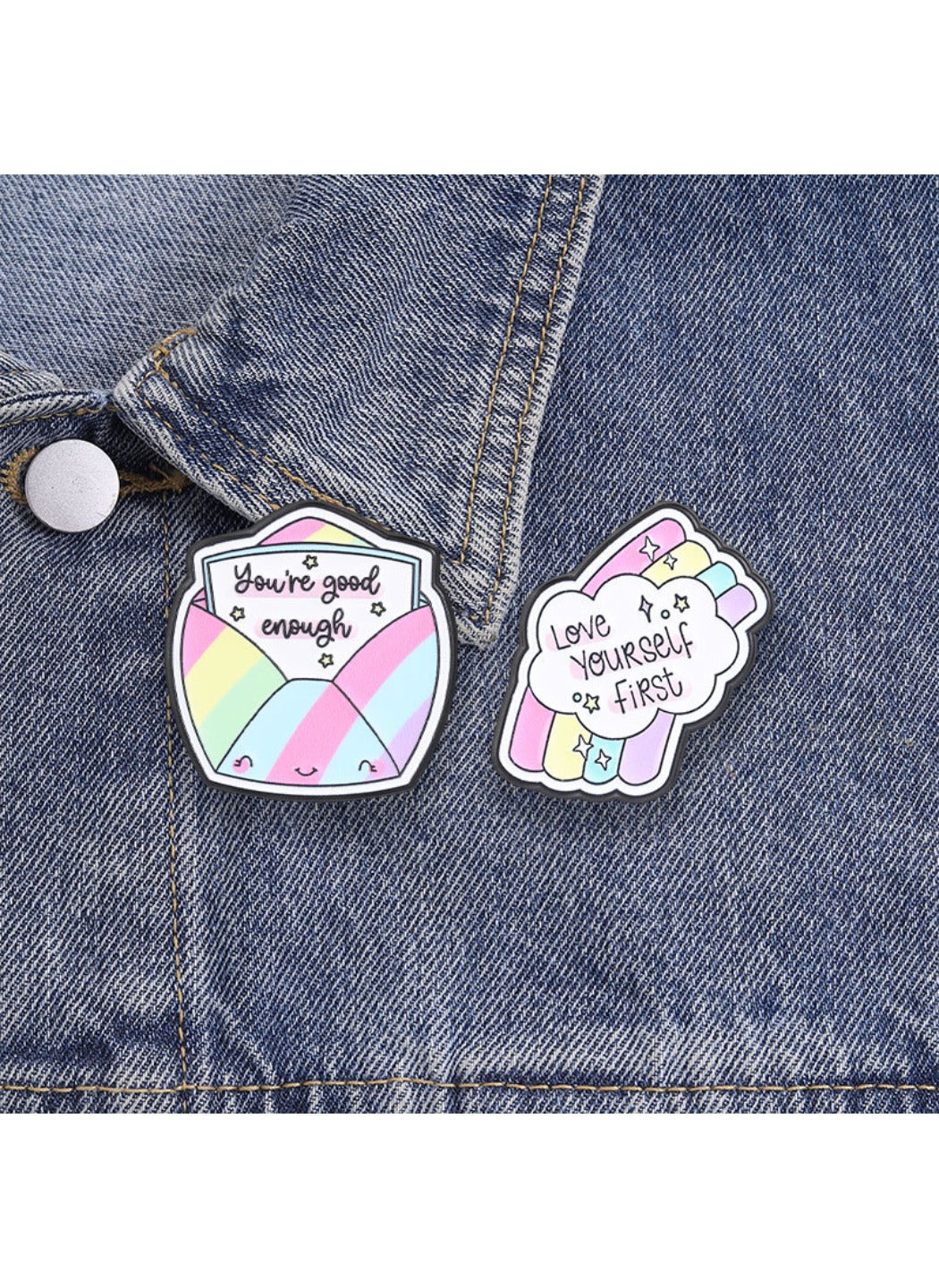 Pinori - Cute Cartoon Rainbow Envelope & Cloud Pin Brooch Badge