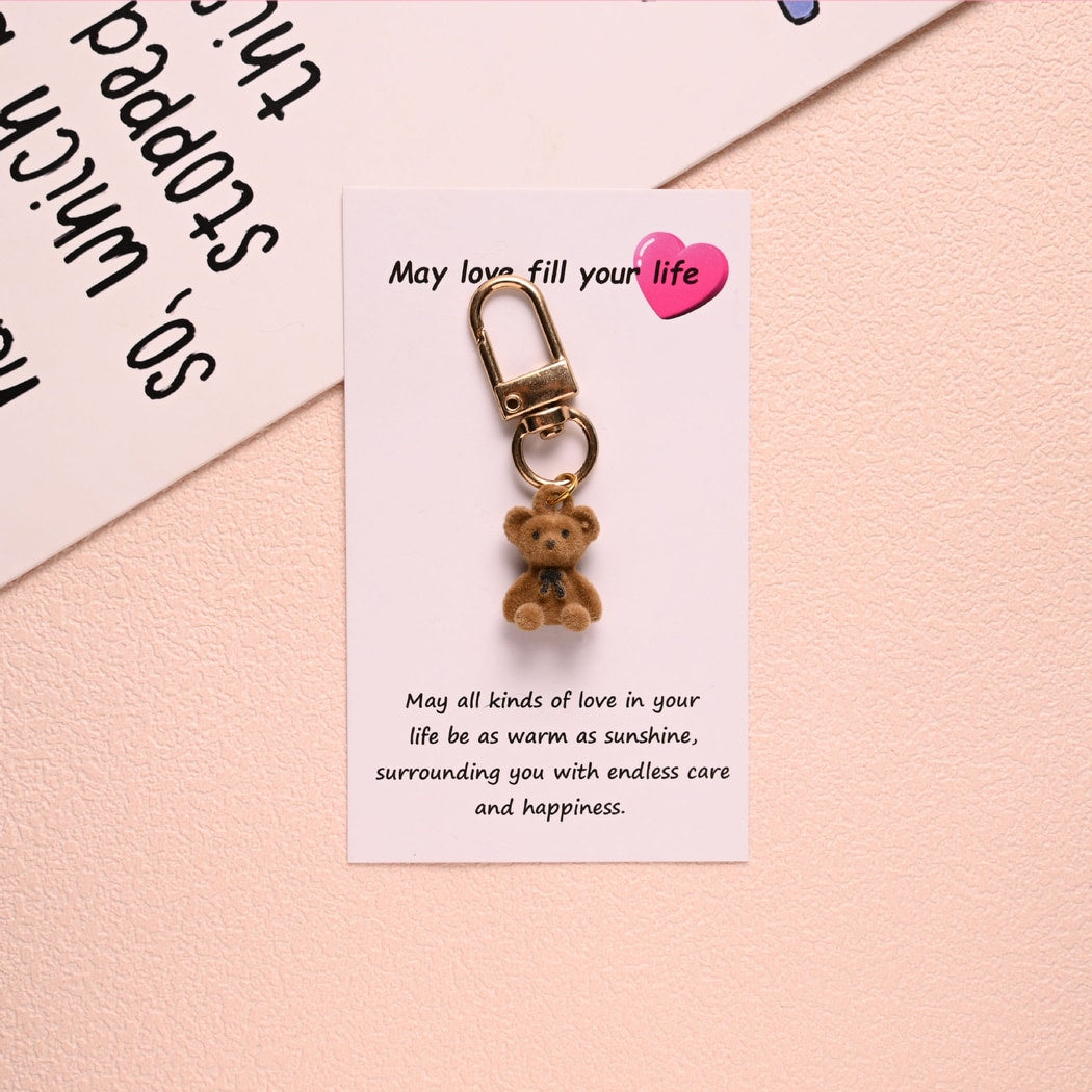 Taphug - Pocket Hug Brown Bow Bear Keychain