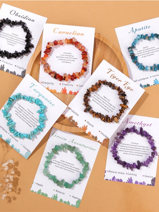 Emora - Vintage Stone Beaded Bracelet with Elastic Cord