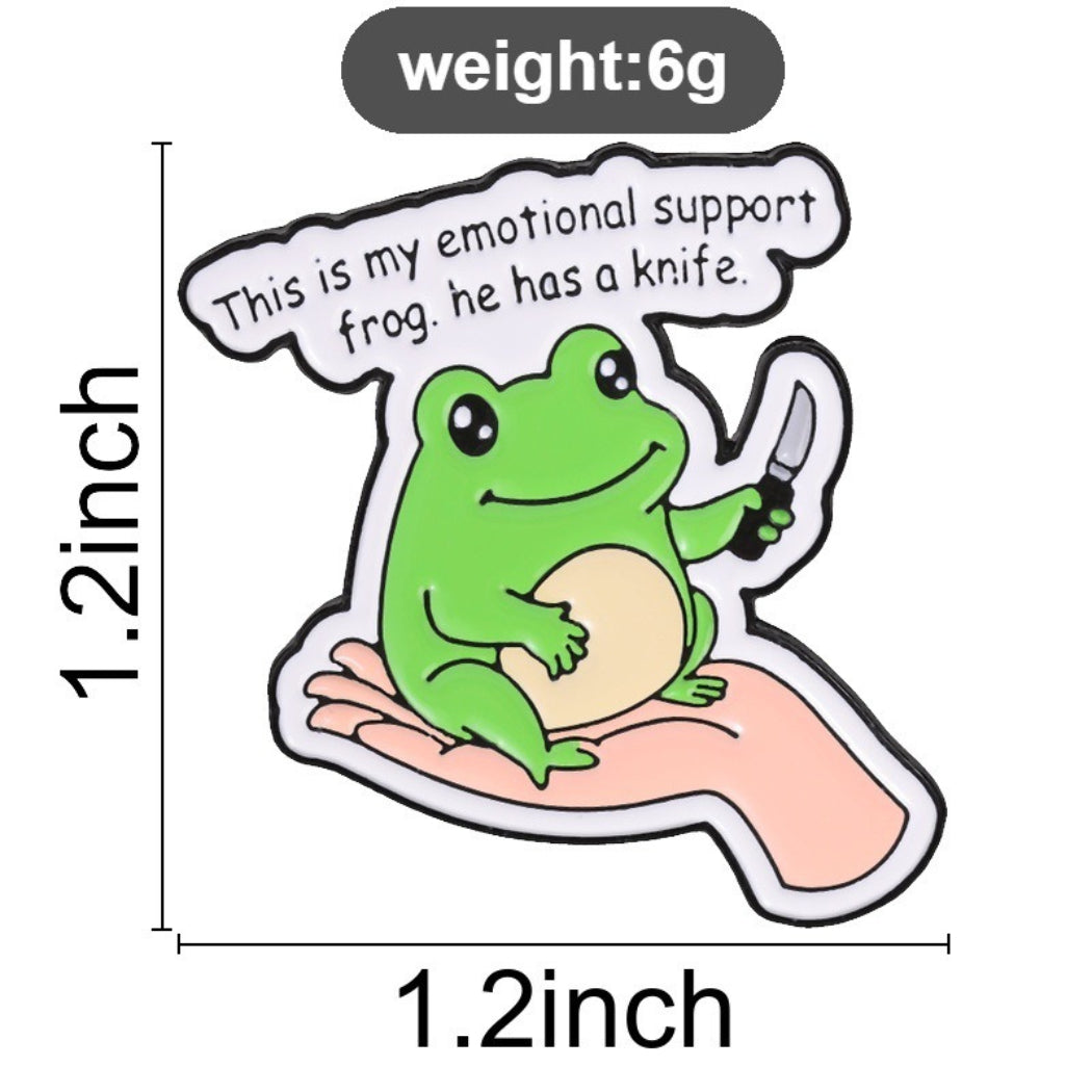 Pinori Emotional Support Frog Enamel Pin