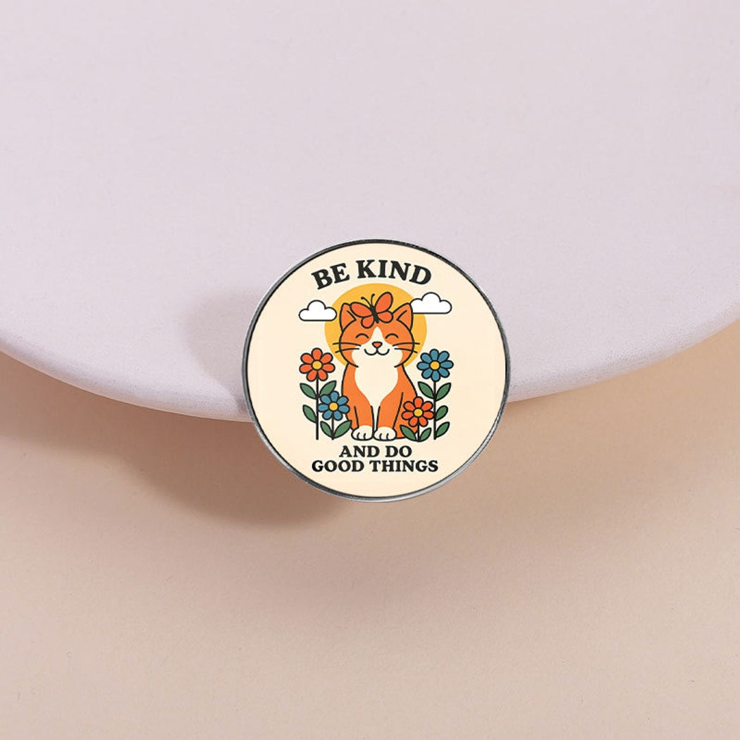 Pinori - Cat and Flower Quote Enamel Pin
