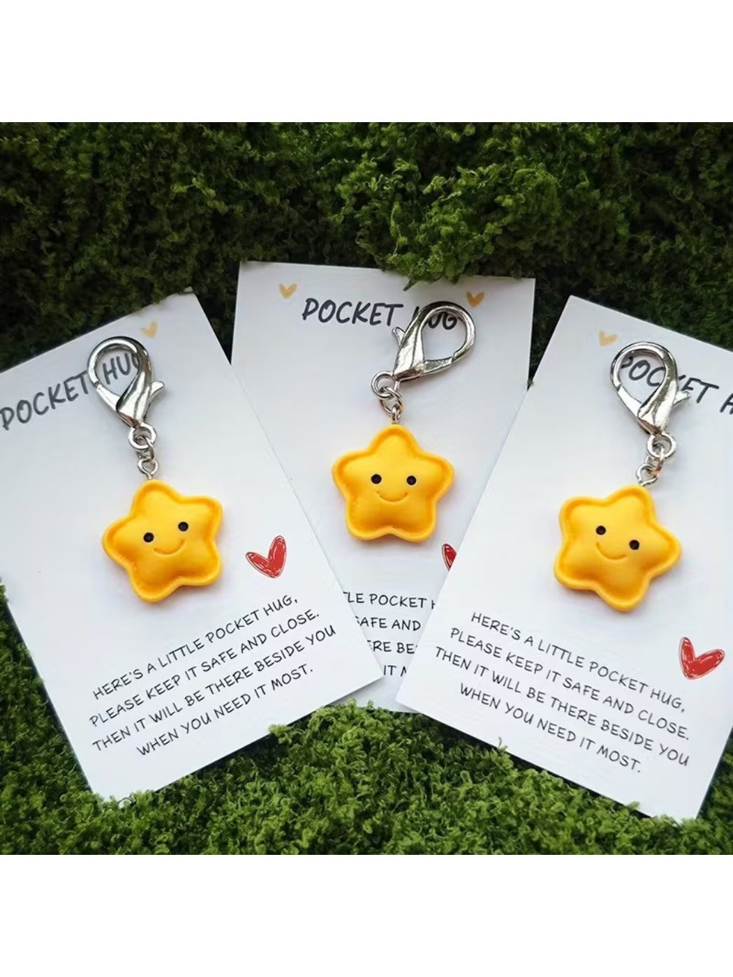 Taphug cartoon star keychain with a smiling star design on a white background