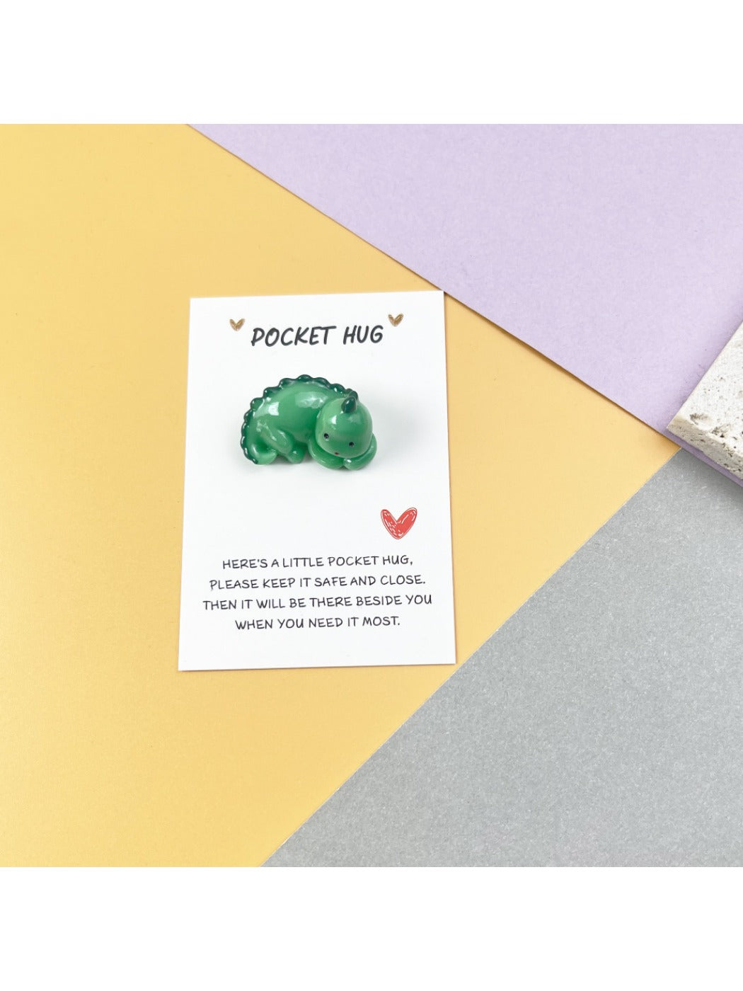 Taphug - Pocket Hug Green Dinosaur pocket hug card and keepsake token view 6