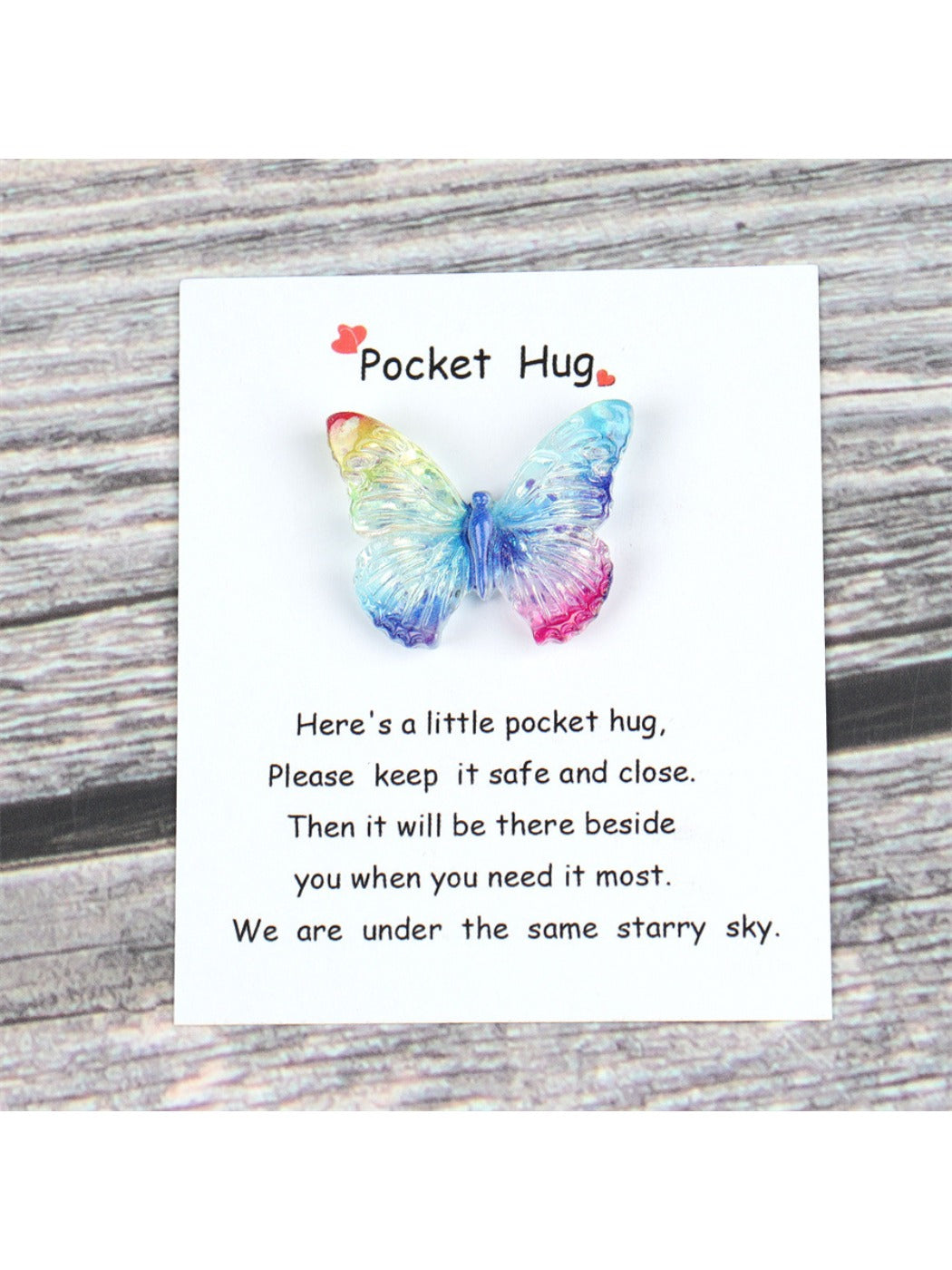 Taphug - Pocket Hug Colorful Butterfly pocket hug card and keepsake token view 5