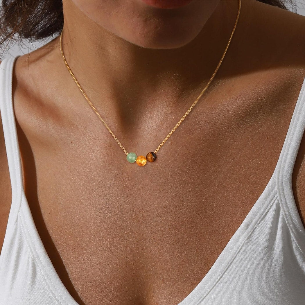 Emora - Simple Three Bead Geometric Necklace
