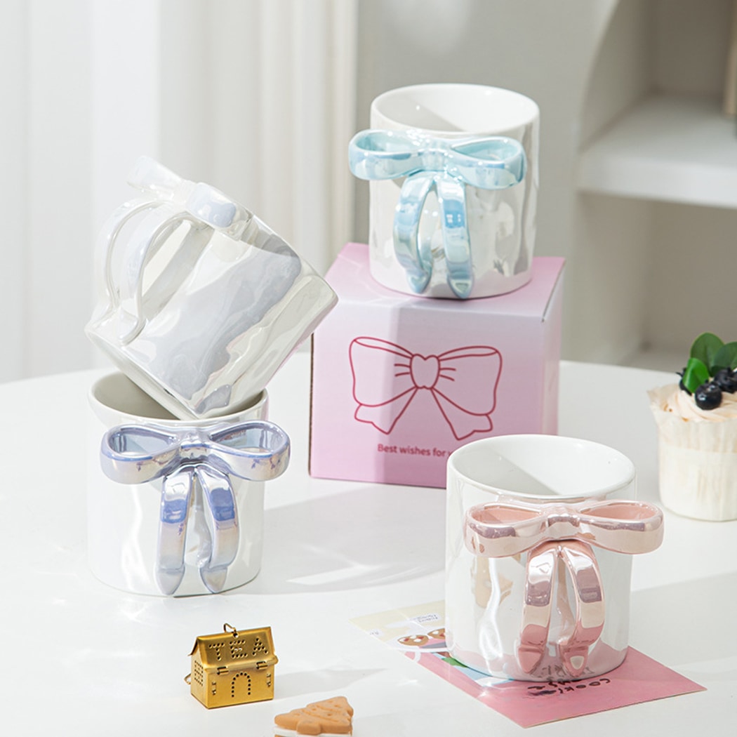 Mivora - Sweet Style Bow Design Handle Coffee Mug