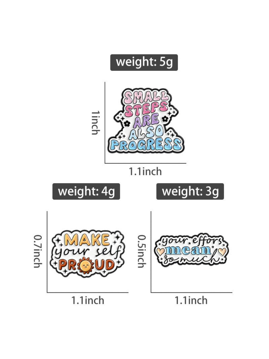 Pinori -  Cute Motivational English Phrase Pin Brooch