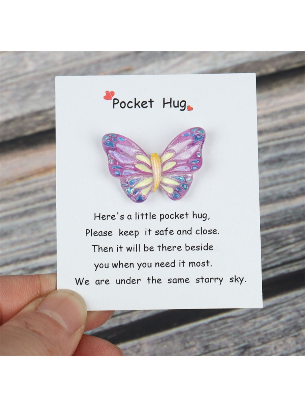 Taphug - Pocket Hug Colorful Butterfly pocket hug card and keepsake token view 2
