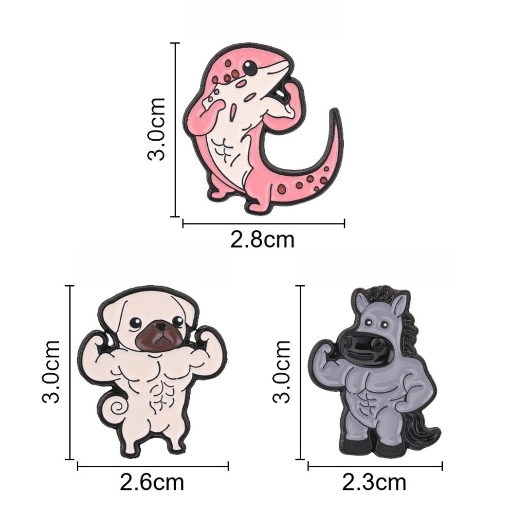 Pinori - Muscle Animal Character Enamel Pin