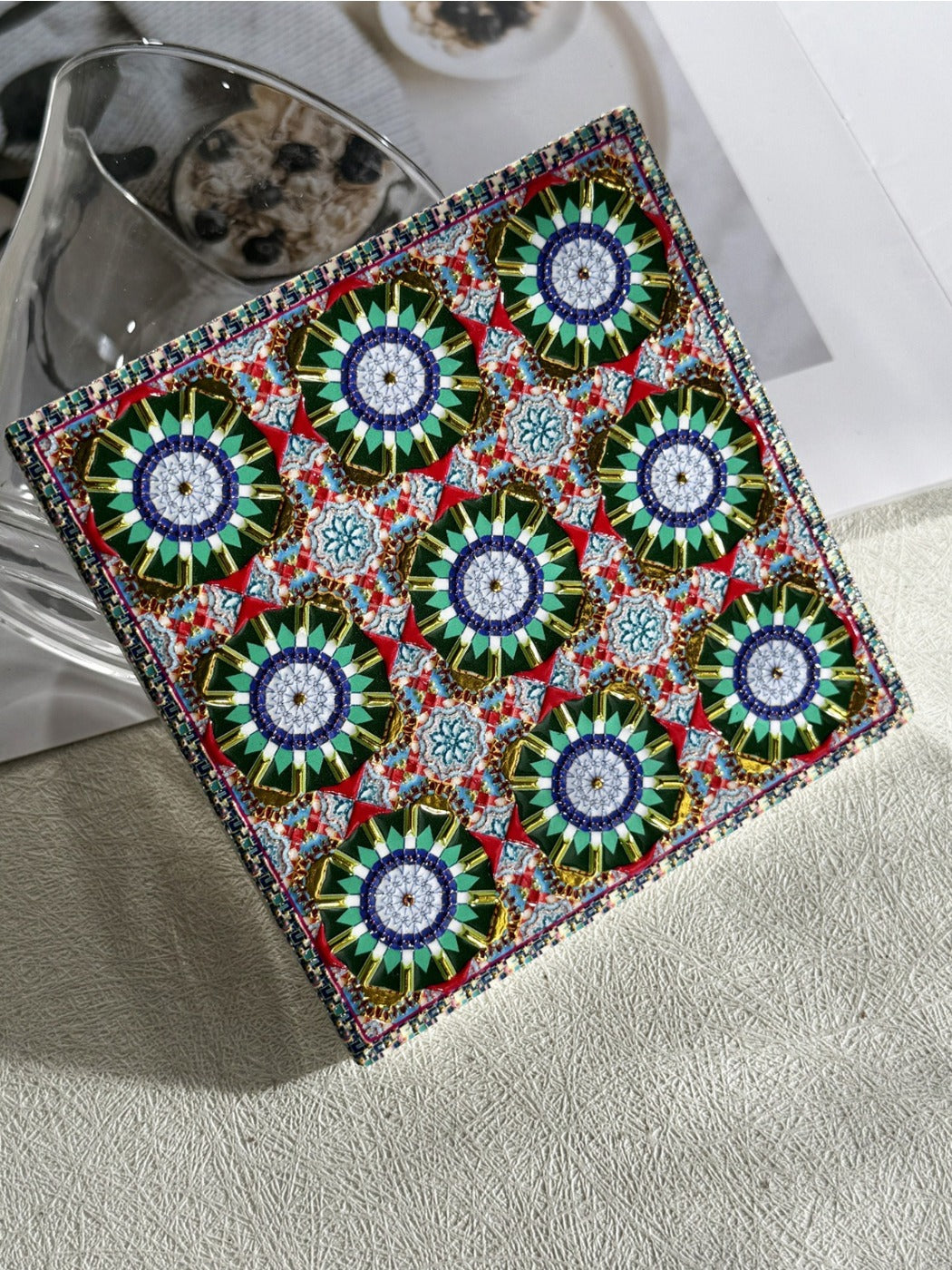 Thimara - Vintage Square Floral Ceramic Coaster Heat Resistant