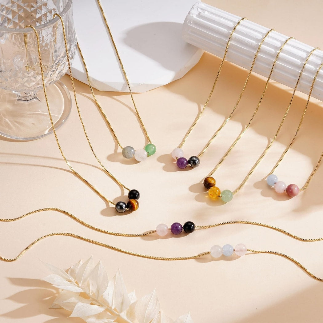 Emora - Simple Three Bead Geometric Necklace