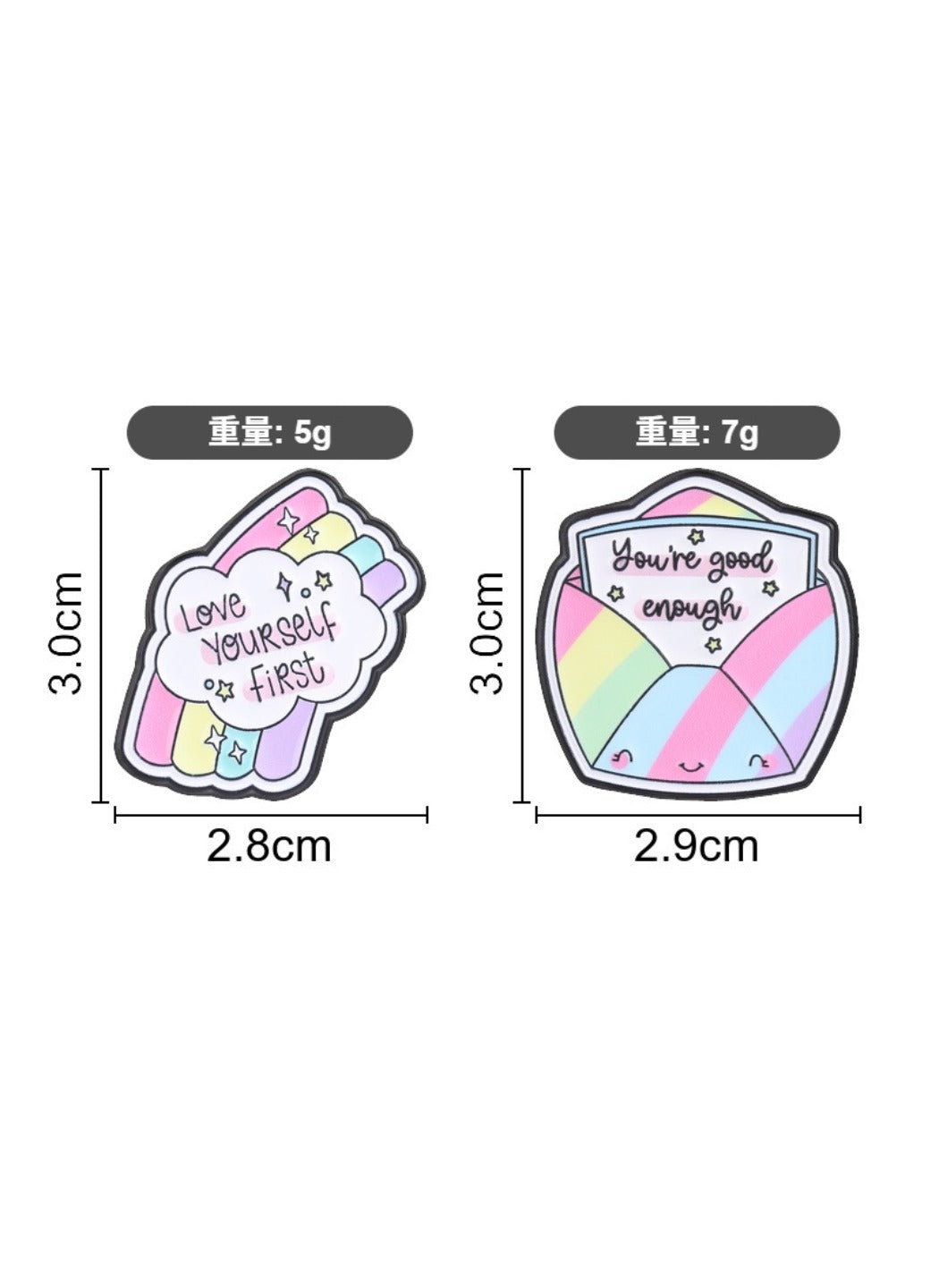Pinori - Cute Cartoon Rainbow Envelope & Cloud Pin Brooch Badge