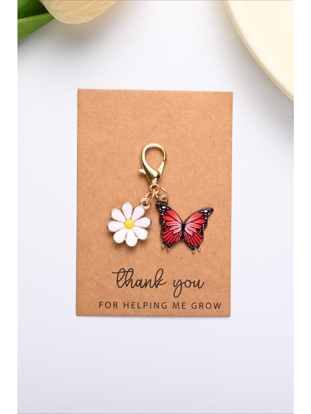 Taphug - Colorful Thank You Enamel Butterfly Daisy Keychain