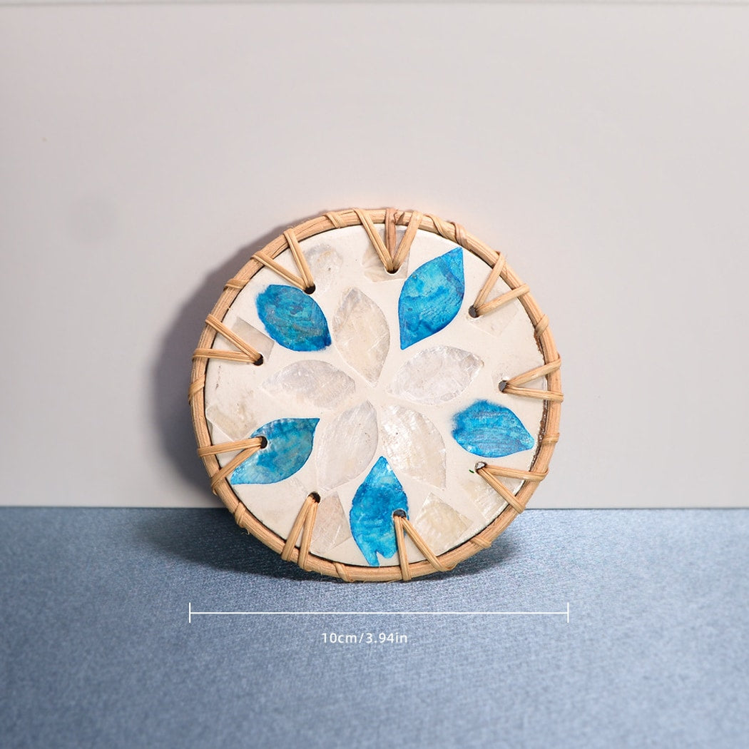 Thimara - Intarsia Floral Pattern Round Coaster