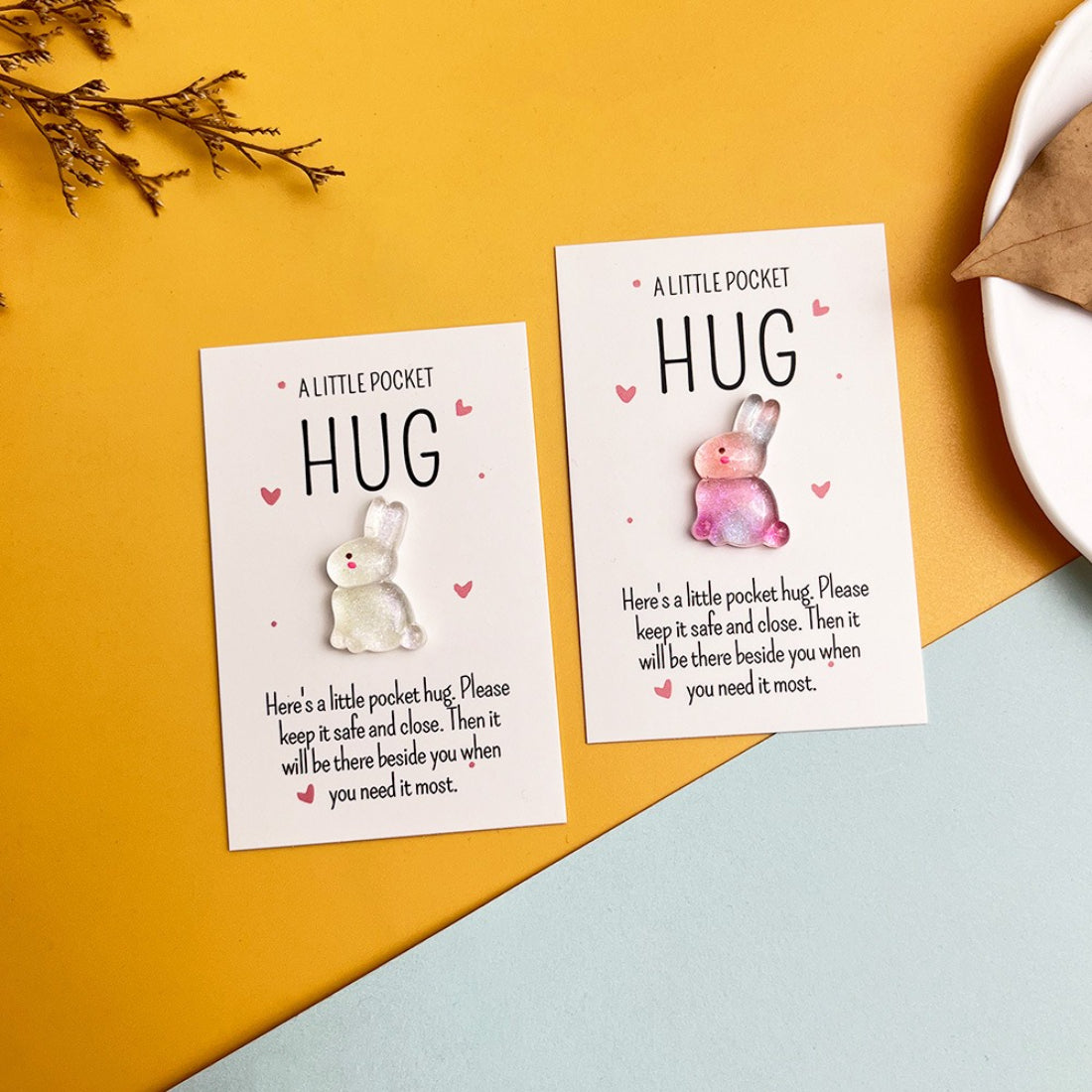 Close-up of Taphug Glitter Bunny Pocket Hug showing glittery texture and soft ears