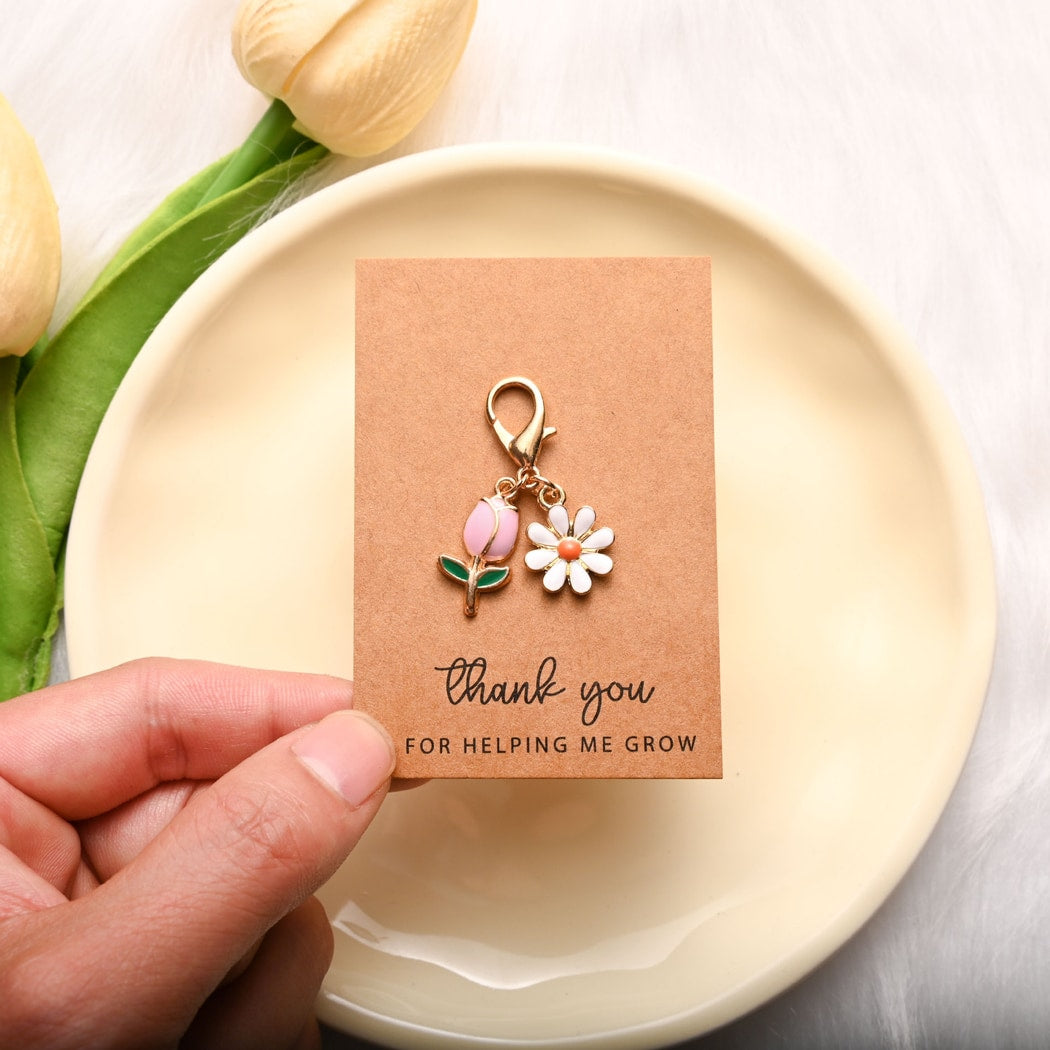 Taphug - Pocket Hug Tulip and Daisy Charm Keychain