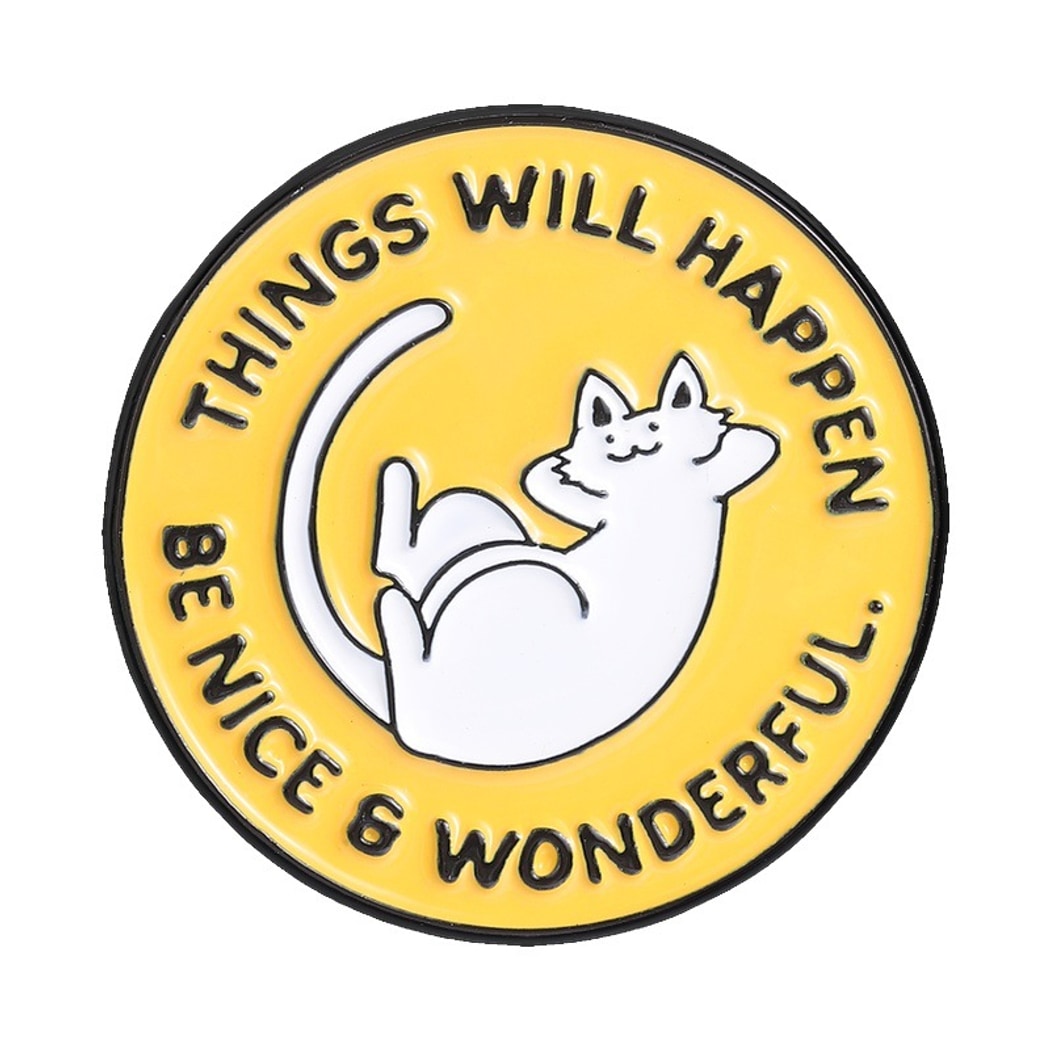 Pinori - Playful Style Cat and Slogan Pin