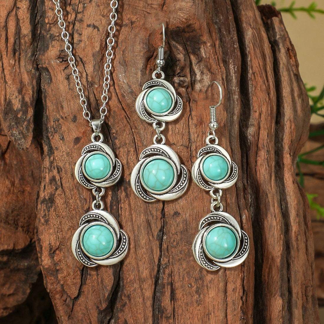 Bohemian Turquoise Necklace and Earring Set