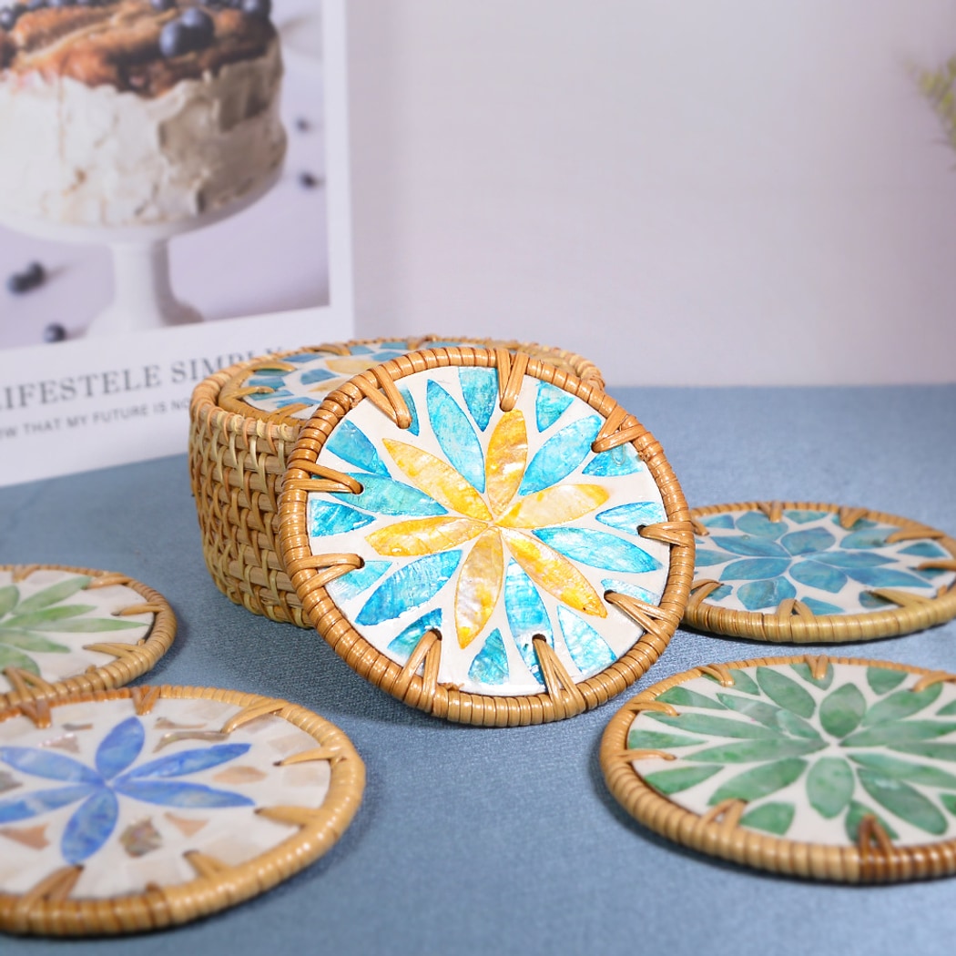 Thimara - Floral Round Tea Table Decorative Coaster