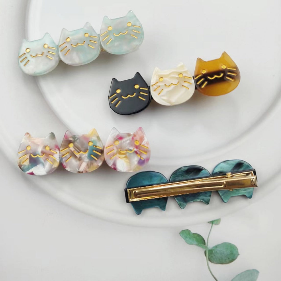 Cico - Three Cat Head Acetate Hair Clips