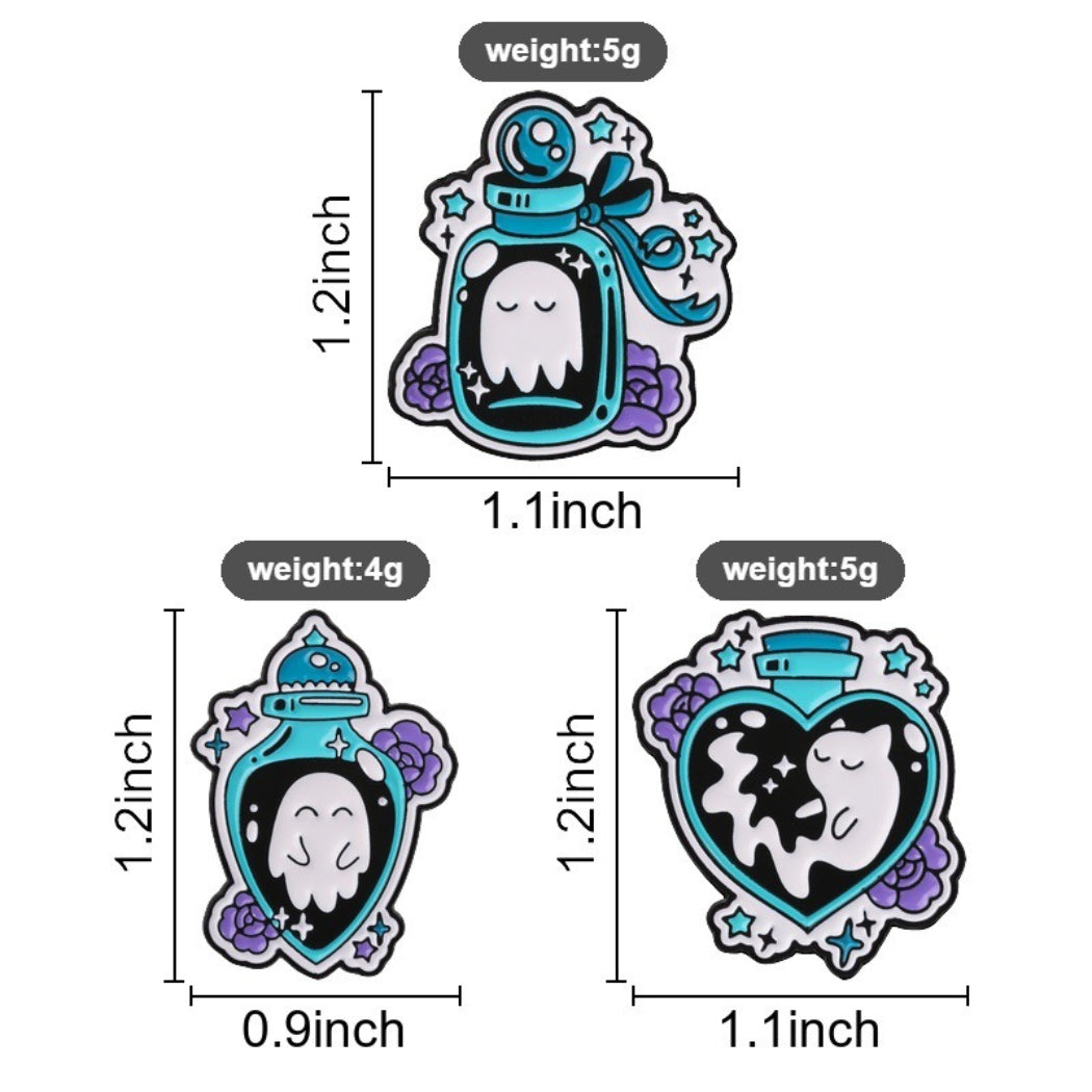 Pinori Ghost Bottle Enamel Pin Set
