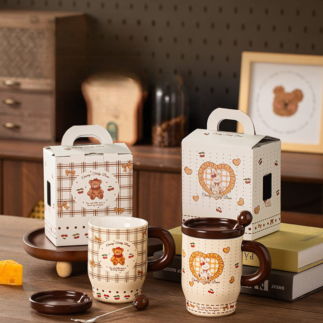Mivora - Cute Bear and Rabbit Pattern Mug