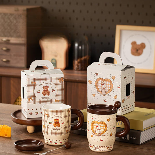 Mivora - Cute Bear and Rabbit Pattern Mug