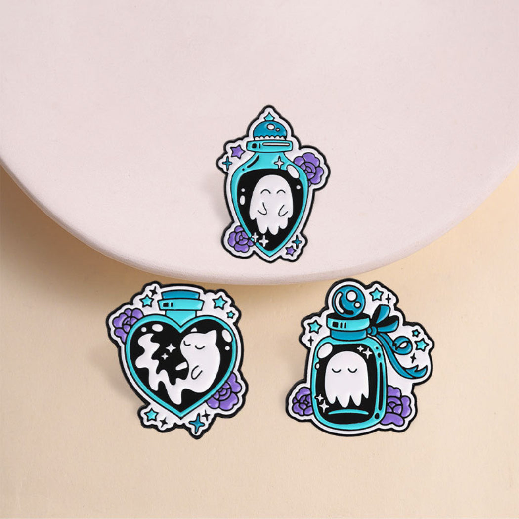 Pinori Ghost Bottle Enamel Pin Set